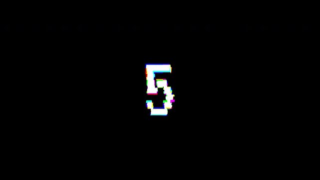Intense Red Glitch 10 Second Countdown 8-Bit Retro Animation