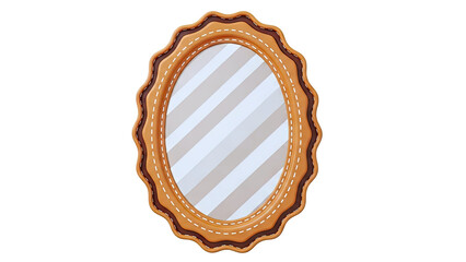 Oval Frame with Scalloped Edge and Stitching Detail