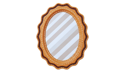 Oval Frame with Scalloped Edge and Stitching Detail