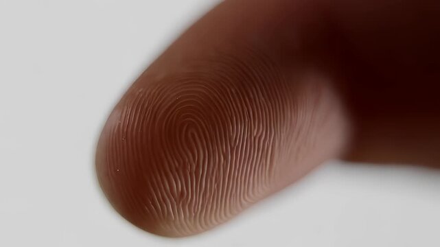 Close-up of Human Finger with Visible Fingerprint Patterns