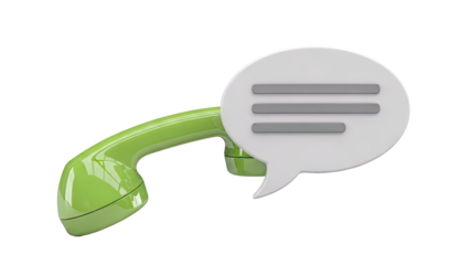 Retro phone handset with chat bubble icon
