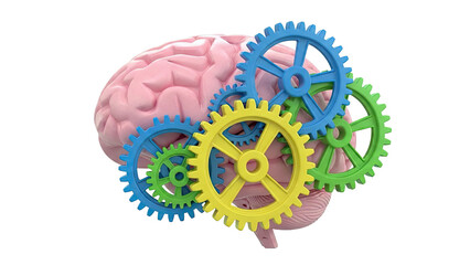 Brain with colorful gears