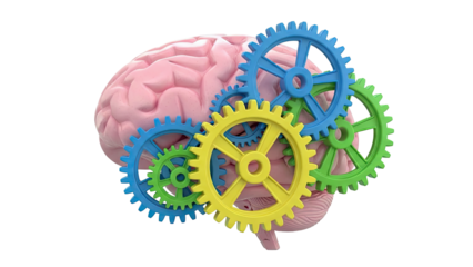 Brain with colorful gears