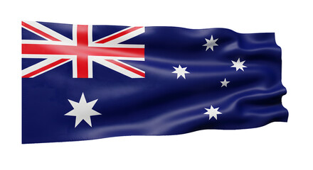 Australian flag waving with blue background and white stars and red cross