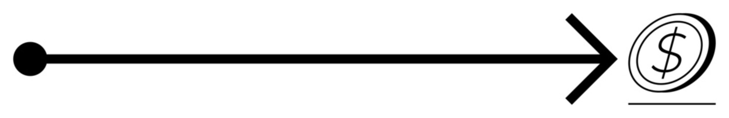 Obraz premium Finance, economic growth, business strategy, success, investment, monetary goals. Black arrow pointing to dollar symbol in a circle. Financial growth and economic progress concept