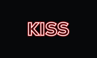 neon sign with the word kiss on a black background