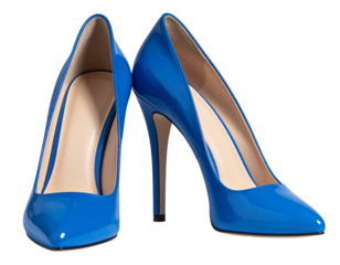  Classic Blue Stiletto Heels Front Perspective, Fashion Shoe Mockup, Isolated PNG