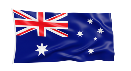 Australian flag waving with blue background and white stars symbolizing national pride and patriotism