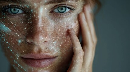 Digital skin analysis overlays providing real-time insights into skin health and product effectiveness through augmented reality.