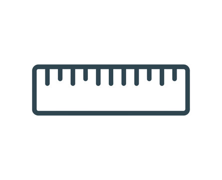A minimalist vector graphic of a ruler icon with a simple design