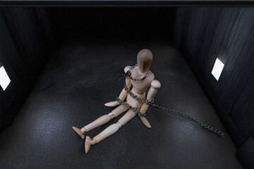 鎖で拘束された人（生成AI）
