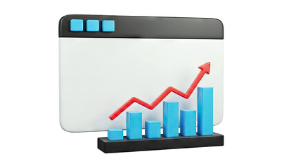 3D Growth Chart with Upward Arrow and Browser Window