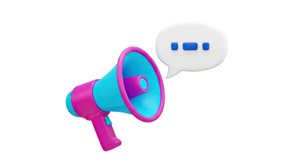 3D Megaphone and Speech Bubble Illustration