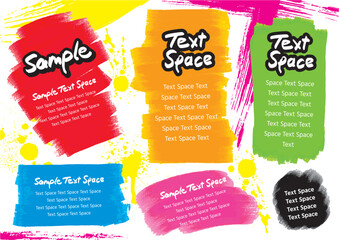 Set of 6 colorful brush stroke frames