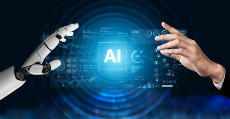 A generative AI assistant displays its business intelligence dashboard. The system processes complex data, providing advanced analytics and visualizations for strategic insights. Fermion