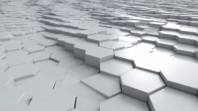 Abstract hexagonal pattern on reflective surface