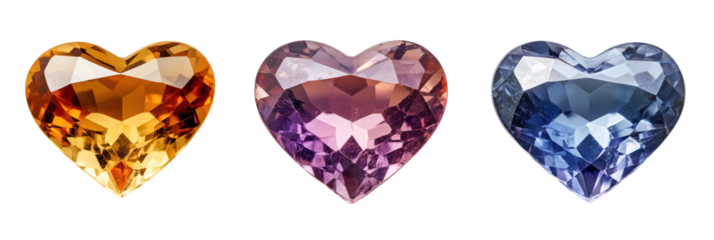 Colorful heart-shaped gems valentine's day love jewelry concept