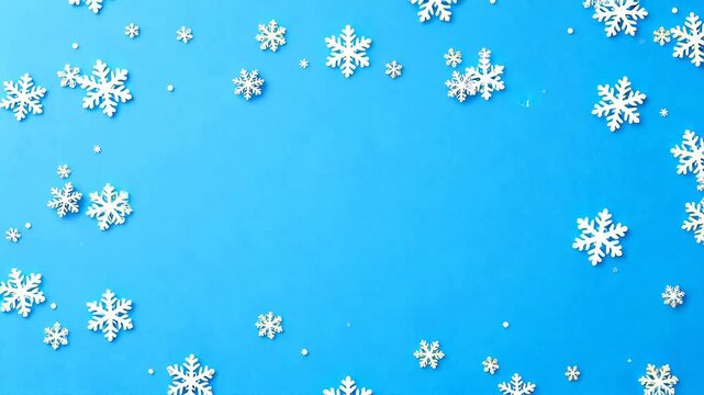 White snowflakes on blue background