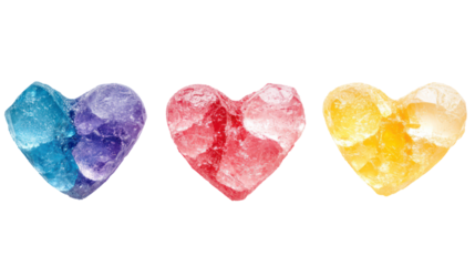 Colorful valentine hearts isolated on transparent background