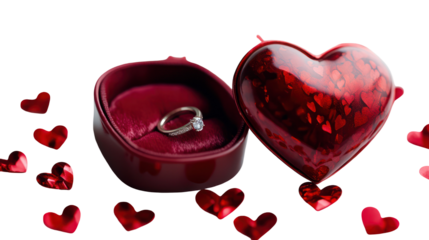 Valentine's engagement ring in heart-shaped box, romantic love concept