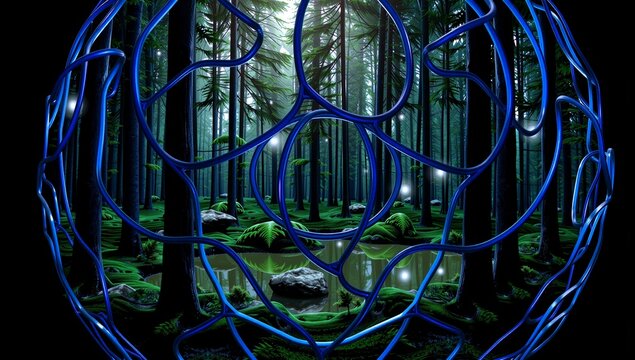 Mystical Forest with Blue Webbing - Powered by Adobe