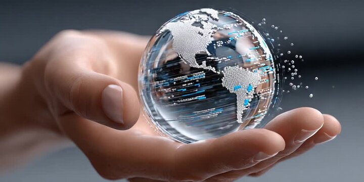 Earth in Hand: A glass globe rests delicately in the open palm, symbolizing the power of conservation in an era of globalization.