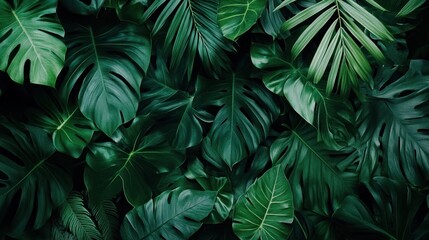 Lush Green Tropical Leaves Background: A Stunning Display of Nature's Majesty