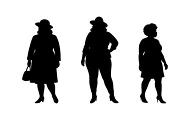 vector illustration. Silhouettes of overweight people. Big set of married couples.