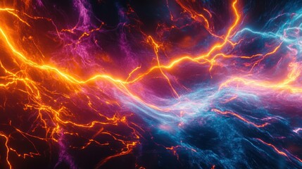 Clash of Elements: A Fiery and Icy Abstract Digital Artwork