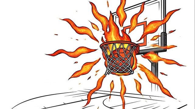 Flaming Basketball Slam Dunk Animation