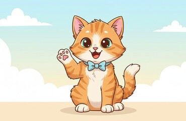 Obraz premium Cute kitten waving paw