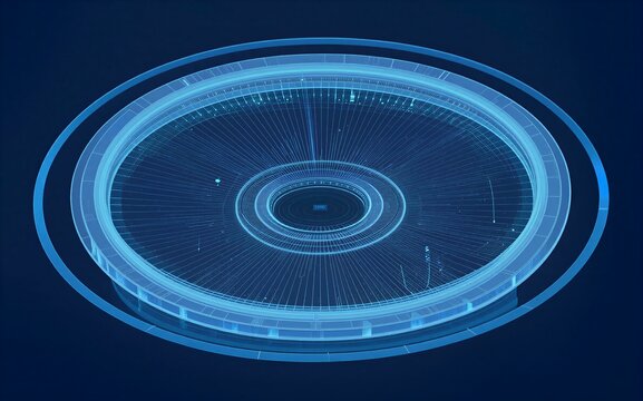 Blue digital spiral radiates energy, futuristic tech interface glowing in deep space. - Powered by Adobe