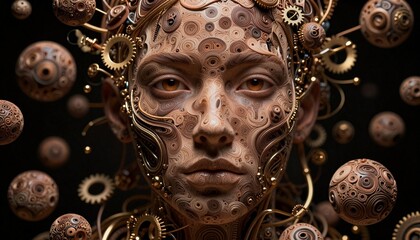 Futuristic Face: Mechanical Elements Meld