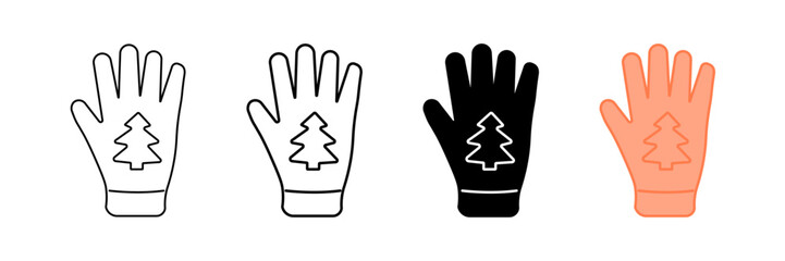 Obraz premium Set of minimalist Christmas gloves icons with transparent background, depicting festive winter wear, holiday accessories, and seasonal apparel, vector illustration