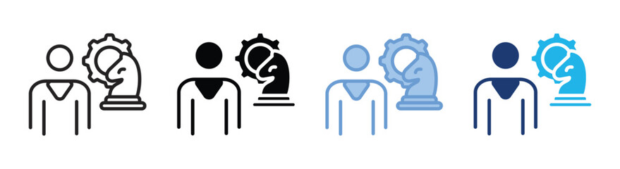 Strategy icon set multiple style collection