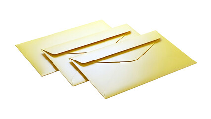 Three gold envelopes on a white background