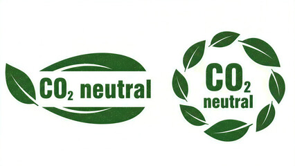 Green co2 neutral logos with leaf designs for eco-friendly branding