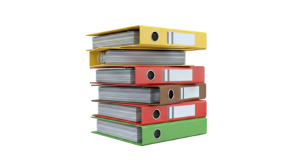 Stack of Colorful Ring Binders with Paper