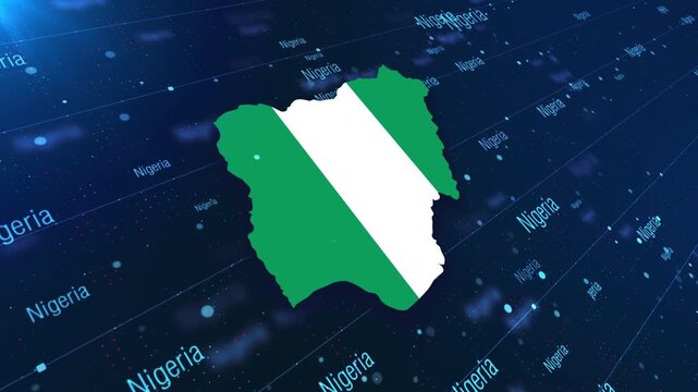 Nigeria Geographic Map and Flag Animated Motion Graphic Background