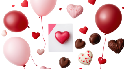 Valentine's day celebration with hearts and balloons