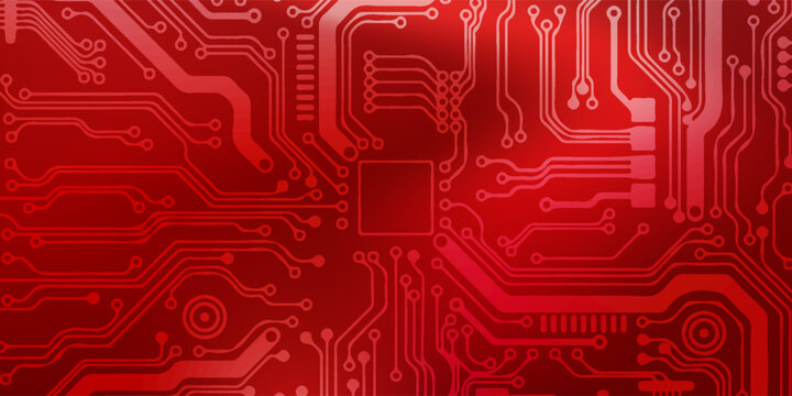Red Circuit Board Technology Background. vector illustration