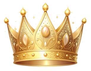 Ornate golden crown isolated on transparent background isolated on transparent background
