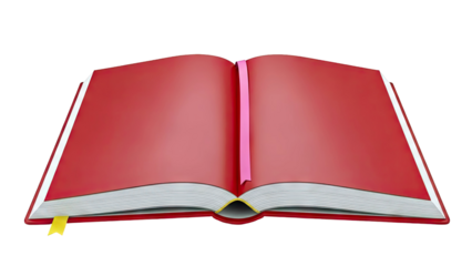 Open Red Book with Yellow and Pink Bookmarks