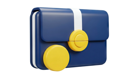 Stylized Blue Briefcase Icon with Yellow Accents