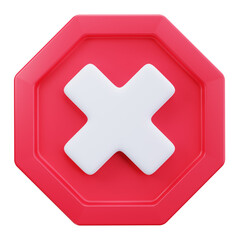 Obraz premium 3D Error Cross Stop Cancel Icon