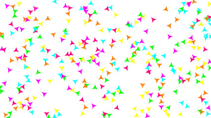 Obraz premium Abstract Colorful Triangle Confetti Falling on White Background