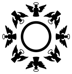 Angels flying silhouettes are like a QR code, a barcode