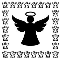 Angels flying silhouettes are like a QR code, a barcode