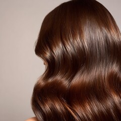Fototapeta premium Shiny wavy hair close-up, hair texture focus, no face, cosmetic advertising style