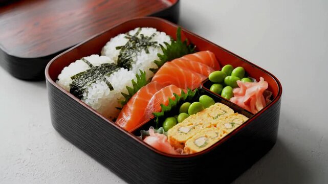 Delicious Japanese Bento Box Meal.